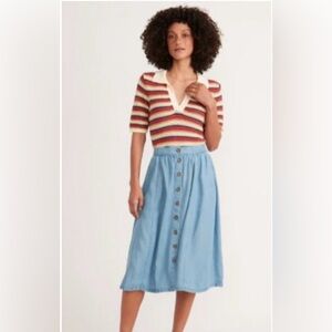 Marine Layer Mila Midi Chambray Midi Skirt size small